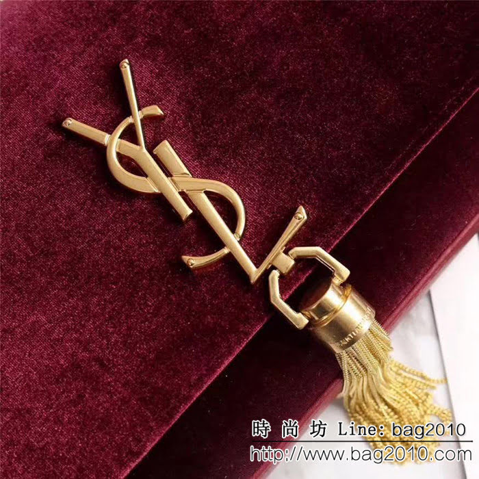 YSL聖羅蘭 最新款 天鵝絨 流蘇鏈條包 可當手包用 26820 YAS1223